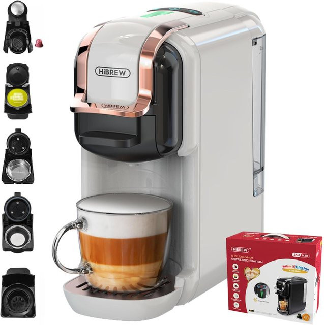 HiBREW H2B 5-in-1 Mehrfach-Kapselkaffeemaschine in Weiß mit 19 Bar Druckextraktion und 600 ml abnehmbarem Wassertank - Bild 1