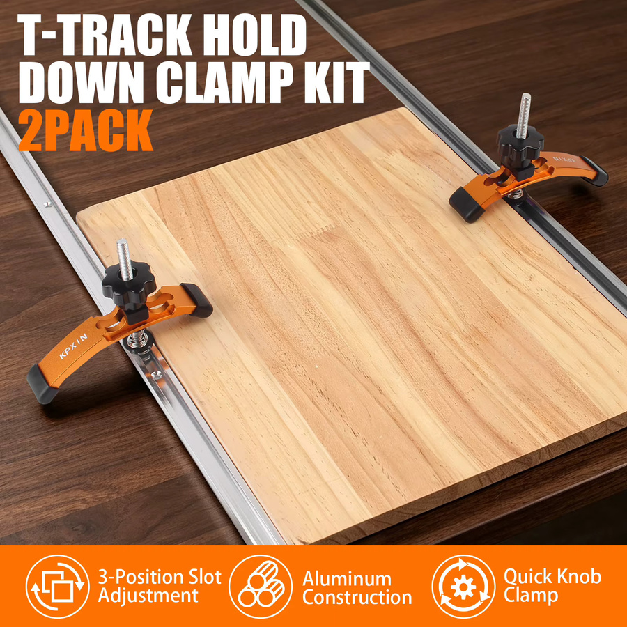 KPXIN 2-teiliges T-Nut-Halteklemmen-Set mit T-Slider für die Holzbearbeitung in Orange - Bild 4