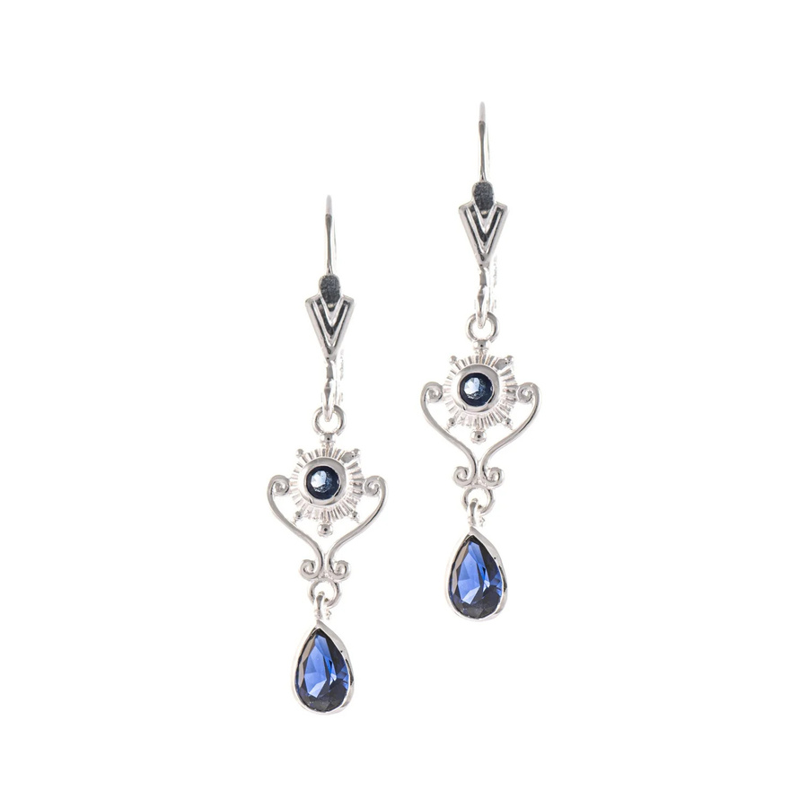 Ohrringe 925 Silber, Zirkonia, blau - Bild 1