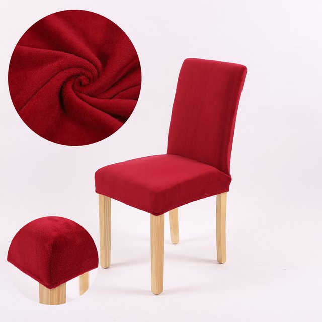 2-teiliger Samt-Stuhlbezug in Rot aus weichem Plüschstoff für Esszimmer und Bankette - Bild 1