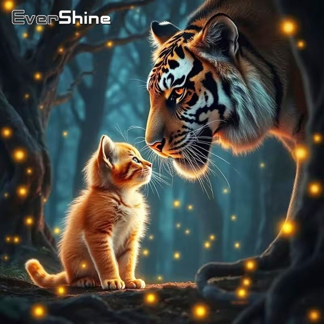 EverShine Diamantmalerei Tiger und Katze DIY Diamantmosaik für Erwachsene in Multicolour - Bild 1