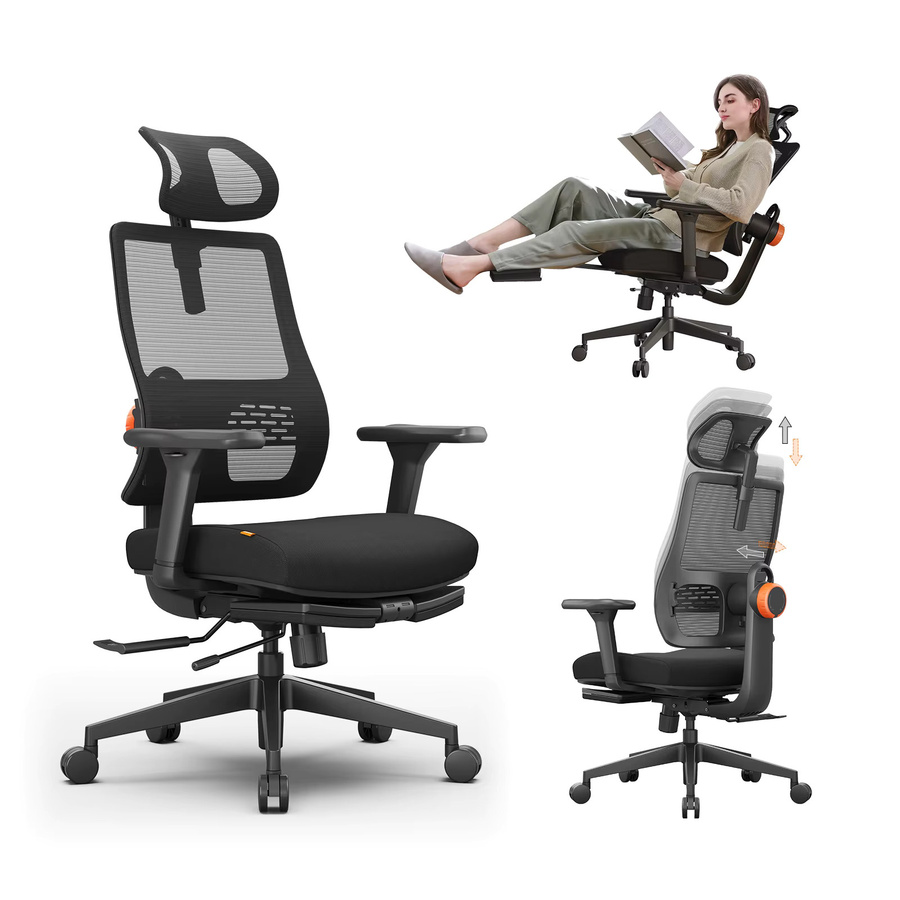 Ergonomischer Bürostuhl NEWTRAL MagicH-BP in Schwarz mit Fußstütze, adaptiver Lendenwirbelstütze und verstellbarer Kopfstütze - Bild 2