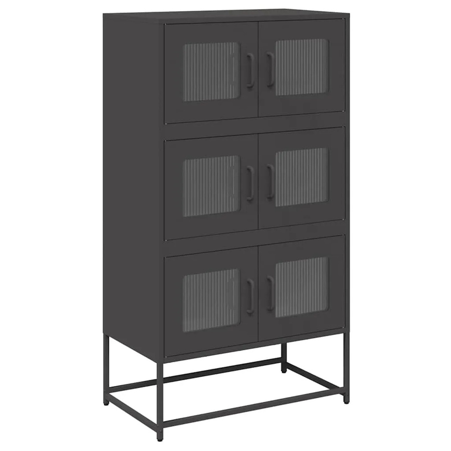 vidaXL Highboard aus kaltgewalztem Stahl in Schwarz Matt, B/T/H: 68 x 39 x 123 cm - Bild 2