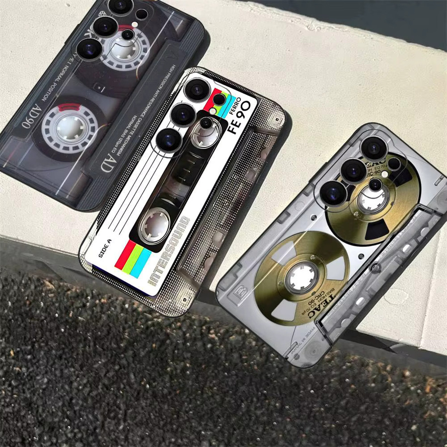 Vintage Kassetten Telefonhülle für Samsung Galaxy S24 Ultra, S23, S22, S21, S20, S24 FE, S20 Lite in Multicolour - Bild 4