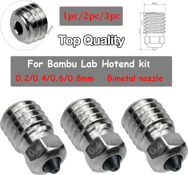 Bambu Lab Bimetall Düsen Kit für Hotend V1 V2 V3 sowie X1C und P1P Serie in Silber - Bild 1
