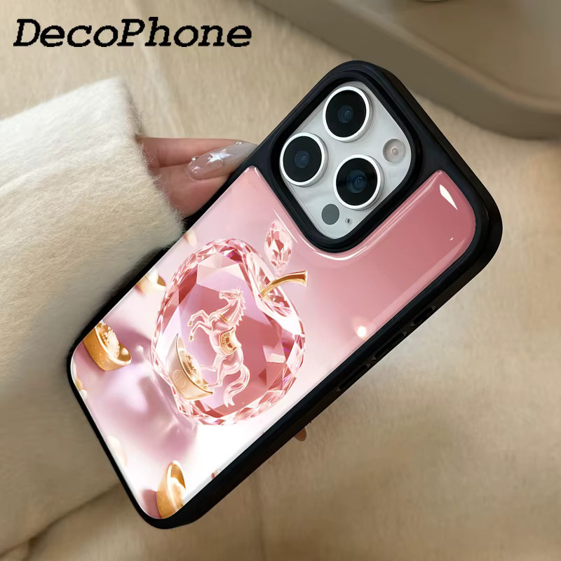 DecoPhone Sturzsichere Handyhülle mit Rosa Pferd und Kristall-Epoxy für iPhone 11 bis iPhone 16 Pro Max - Bild 3