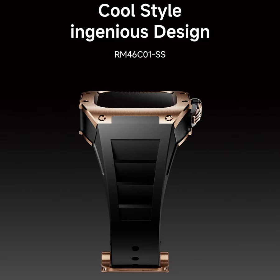 FancyWrist Uhrenarmband und Edelstahl-Uhrengehäuse, Fluorkautschuk, Roségold, Apple Watch 10 46 mm - Bild 3