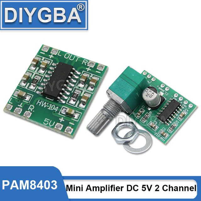 5 Stück PAM8403 Mini-Verstärker Modul DIYGBA 2-Kanal USB Digital Audio Board mit Potentiometer 2 x 3 W in Grün - Bild 1