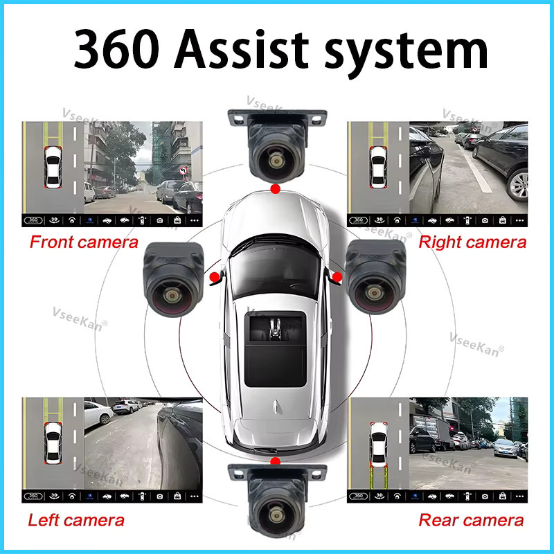 Bhorse 360 Grad Auto Panorama Kamera Set in Schwarz mit 8K 1080P AHD Auflösung für Android Radio inklusive App und Lochöffner-Werkzeug - Bild 2