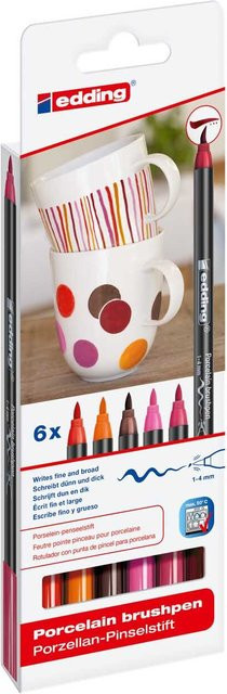 edding 4200/6 Porcelain Brushpen Warm Colours Mehrfarbig 6 Stück - Bild 2
