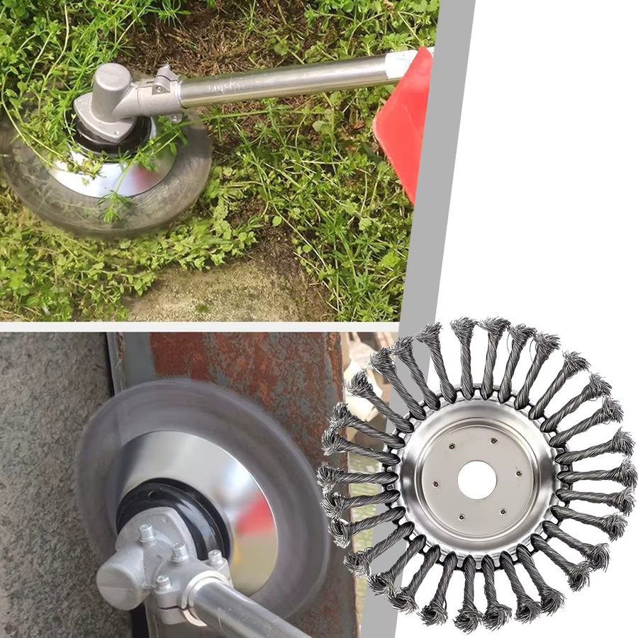 Alloet Twist Knot Bürstenscheibe aus Stahldraht in Silber für Rasentrimmer und Freischneider zum Entroten und Jäten - Bild 2