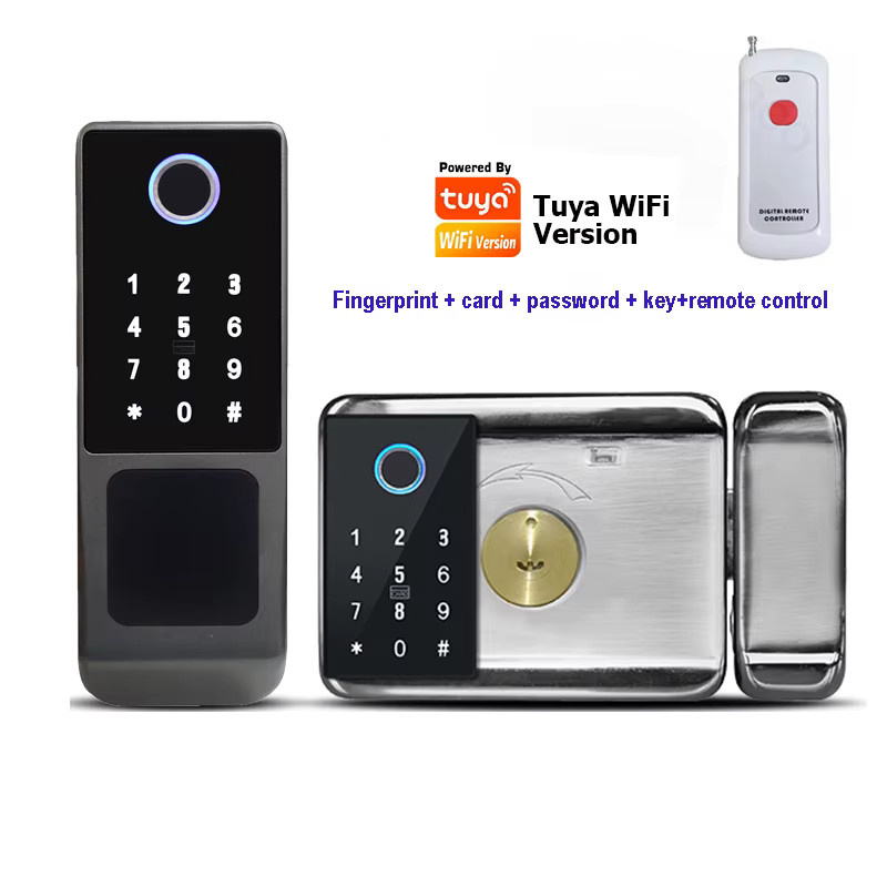 Intelligentes digitales Türschloss mit Fingerabdruck, wasserdicht, Tuya WLAN und Bluetooth, TTLock App-Steuerung sowie digitalem Code in Schwarz - Bild 6