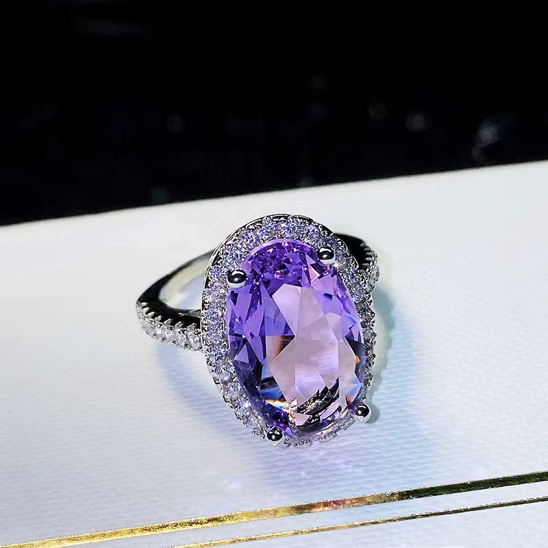 Huitan Ring, Lila Zirkonia, Silber, Damen - Bild 2
