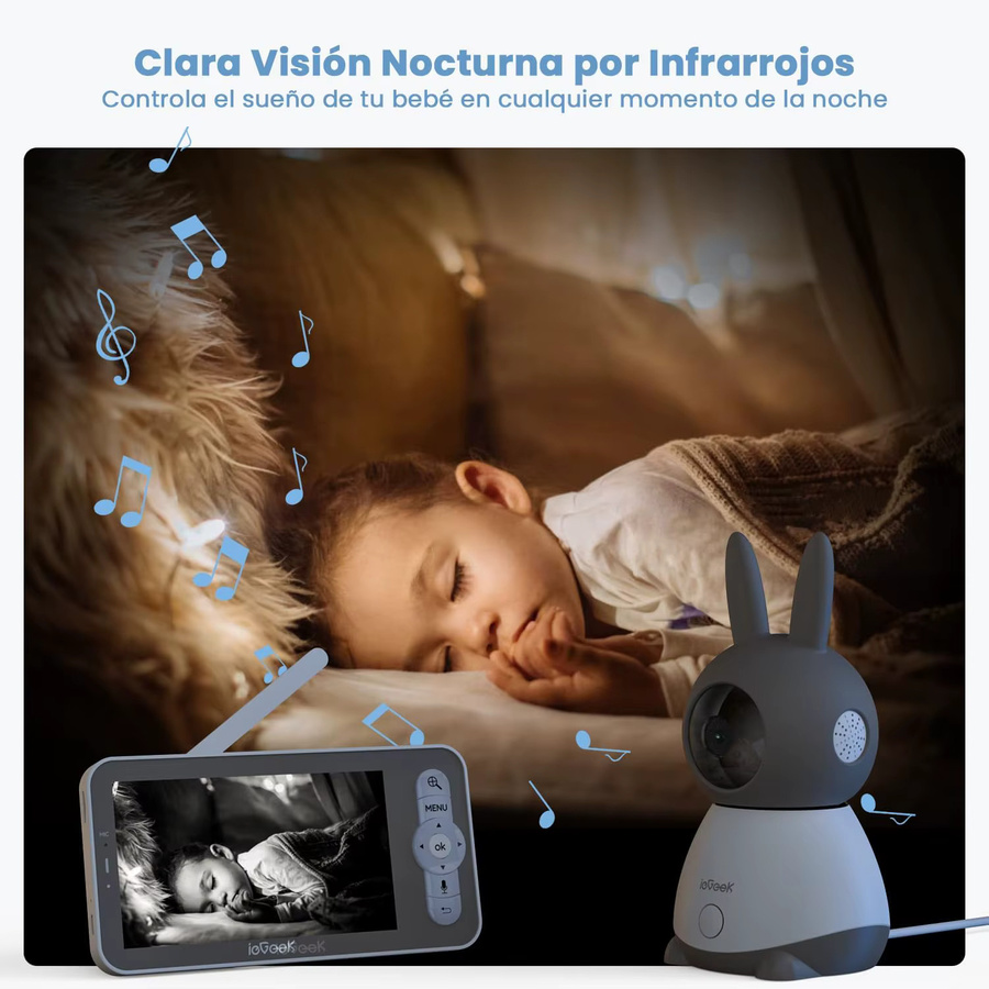 ieGeek 2K/3MP Babyüberwachungskamera mit 5 Zoll Display, 360 Grad PTZ, Dual-Screen-Vorsicht und Bewegungserkennung, Weiß - Bild 4