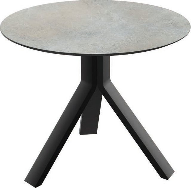 Beistelltisch Freddie von Stern aus Aluminium in Schwarz Matt mit Tischplatte Silverstar 2.0 Quartz, Durchmesser: 55 cm - Bild 1