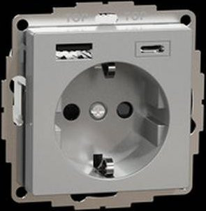 Merten Schuko Steckdose mit USB Ladegerät MEG2367-0460 in Silber für Unterputz-Montage - Bild 2