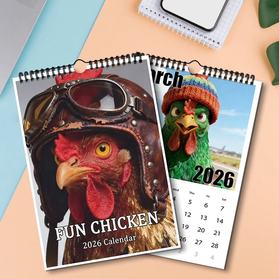 Wandkalender 2026 mit kreativem Hahnmotiv in Multicolor - Bild 2