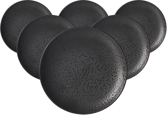 Ritzenhoff & Breker Dessertteller Kitwe aus Keramik, Schwarz, 6er Set, Durchmesser: 20 cm - Bild 1