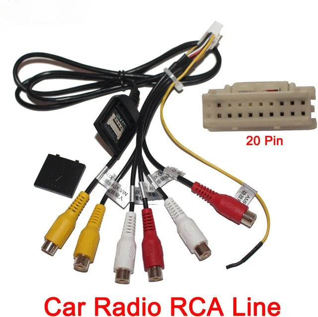 20er Set Autoradio Kabelbaum mit RCA Ausgang, AUX und 4G SIM Karten Slot für Auto Stereo Adapter und Subwoofer - Bild 1