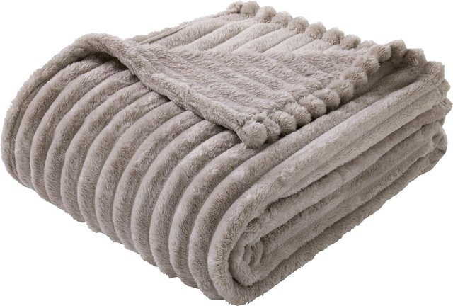 Fluffy Kuscheldecke in Cord-Optik von viva domo, Beige, B/T: 200 x 150 cm - Bild 1