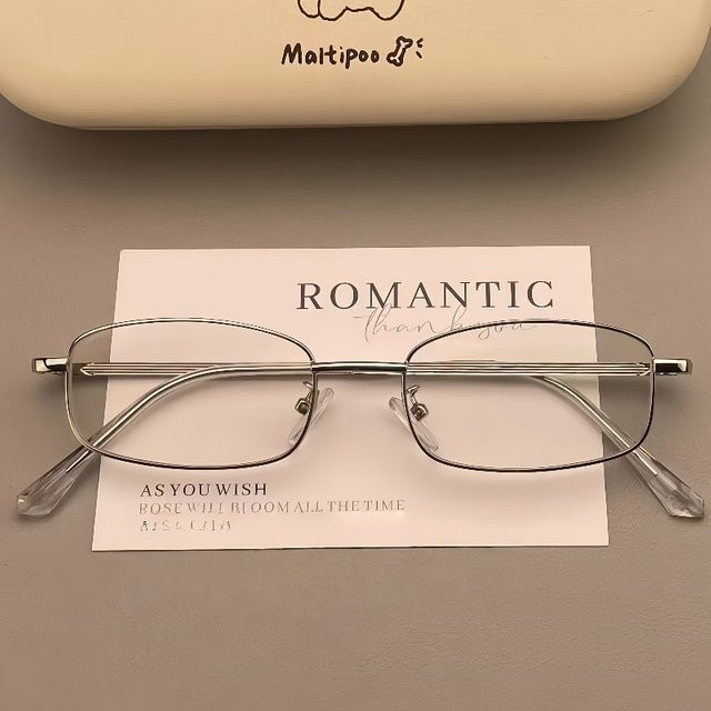DIXSG Korrektionsbrille, quadratisch, Vollrand, Metall, silver - Bild 1