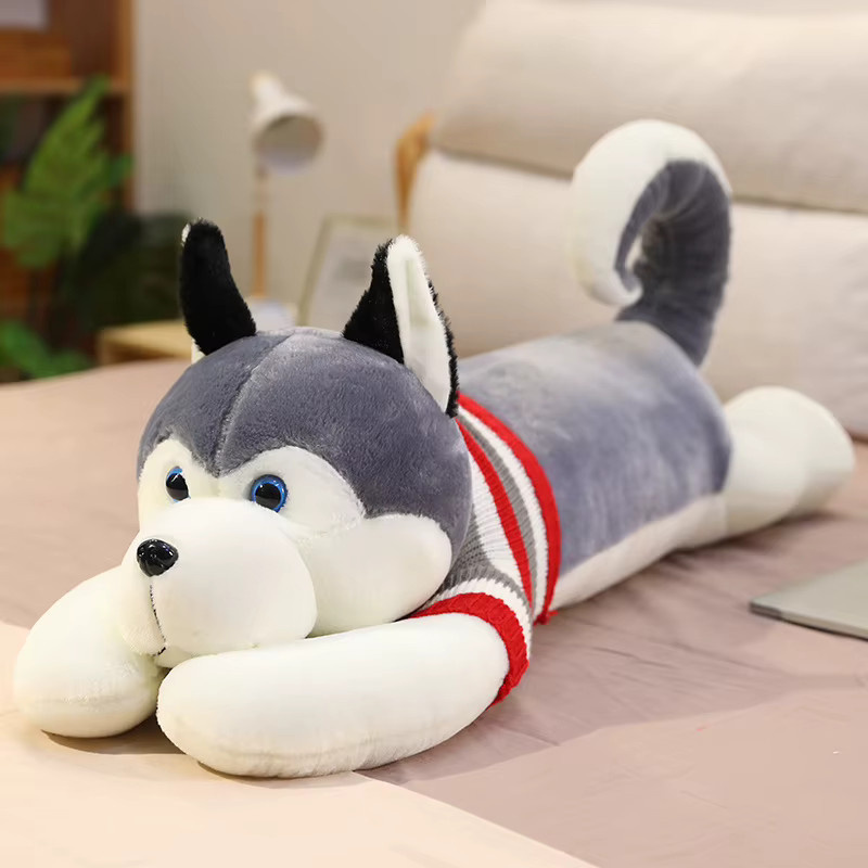 Husky Plüsch Spielzeug, Lange Kissen, Puppe, Schwarz, Grau - Bild 3