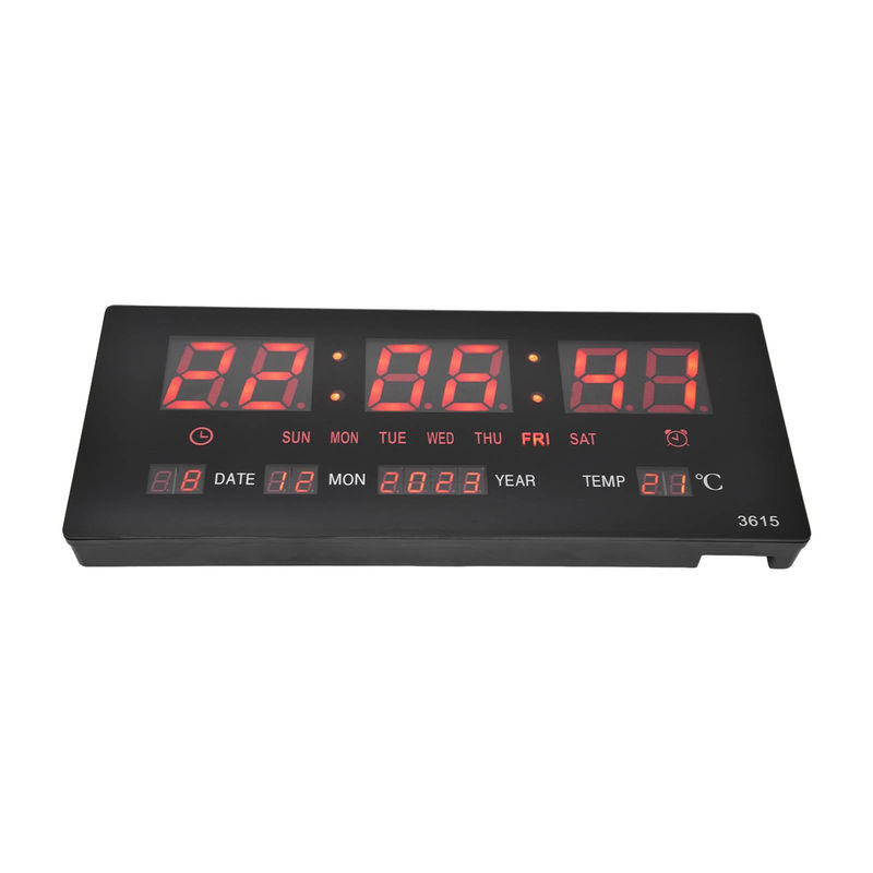 Digitale LED Wanduhr von Tooarts in Schwarz mit Thermometer, geräuschlos und minimalistisch, B/H: 36,6 x 15,5 cm - Bild 6