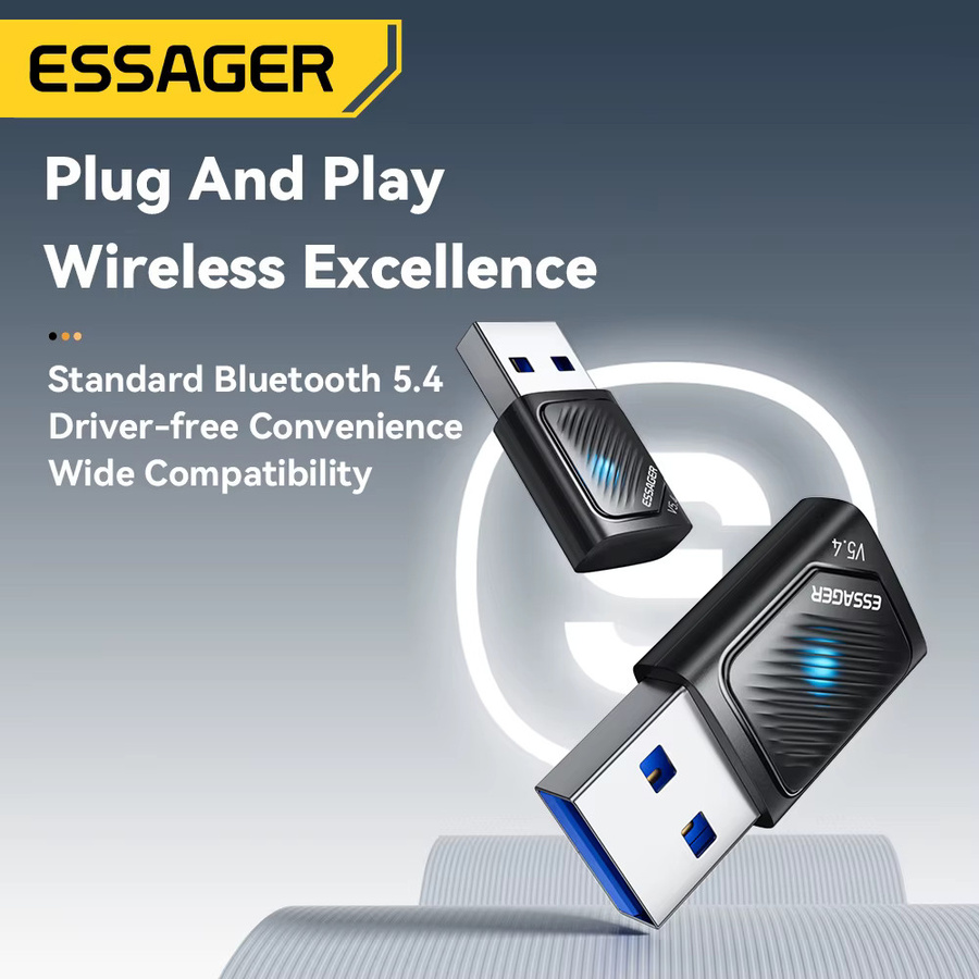 Essager Bluetooth 5.4 USB Adapter in Schwarz für PC, Maus, Tastatur und Audio-Receiver - Bild 2