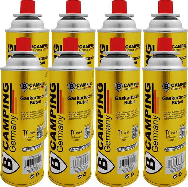 B-Camping Germany Butangas-Kartuschen 8er-Set, Silber, 227 g pro Stück - Bild 1