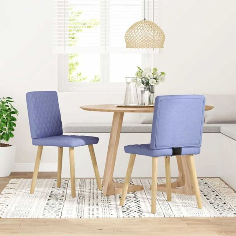 Set aus 2 Polsterstühlen im skandinavischen Design von Vidaxl, blau mit Stoffbezug und Holzbeinen - Bild 1