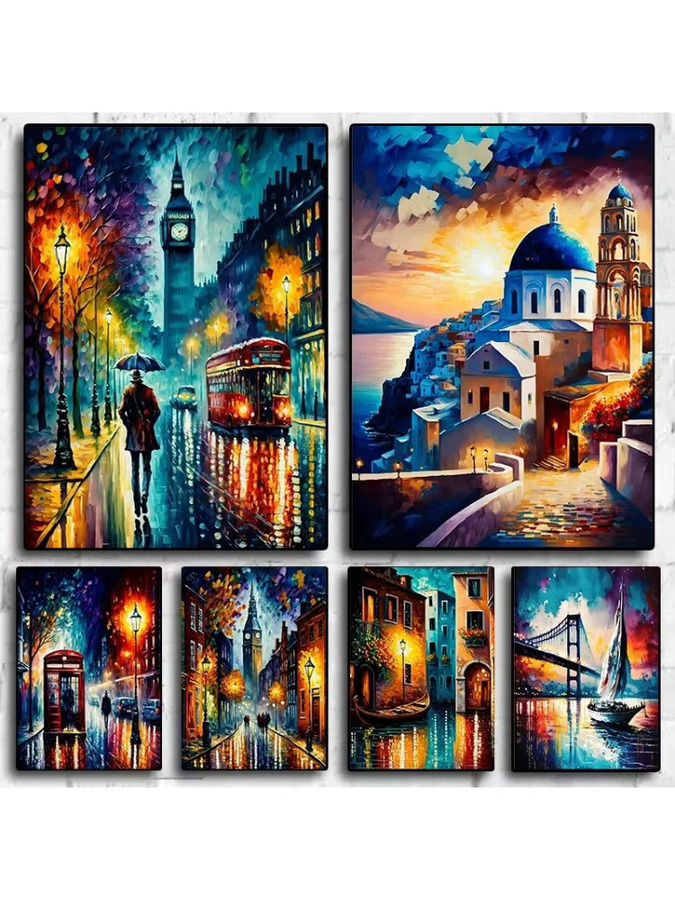 Rahmenloses Landschaftsposter im Afremov-Stil von Potdemiel als abstrakter Leinwanddruck in Mehrfarbig - Bild 2