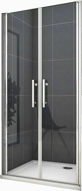 Duschparadies Pendeltür Nischentür als Doppeltür aus 6mm Nano Glas in Transparent und Silber, B/H: 140 x 195 cm - Bild 1