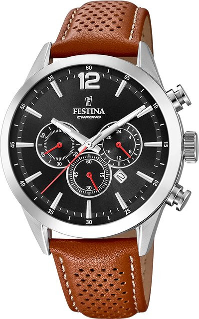 Festina Chronograph, Quarz, Edelstahl, Leder, 44 mm, Herren - Bild 1