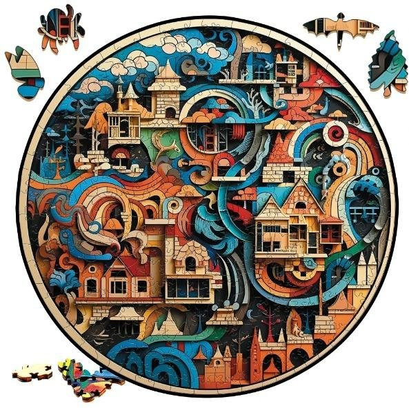 Yiran toy Erdlandschaft Rundes Puzzle, Holz, ab 12 Jahre - Bild 1
