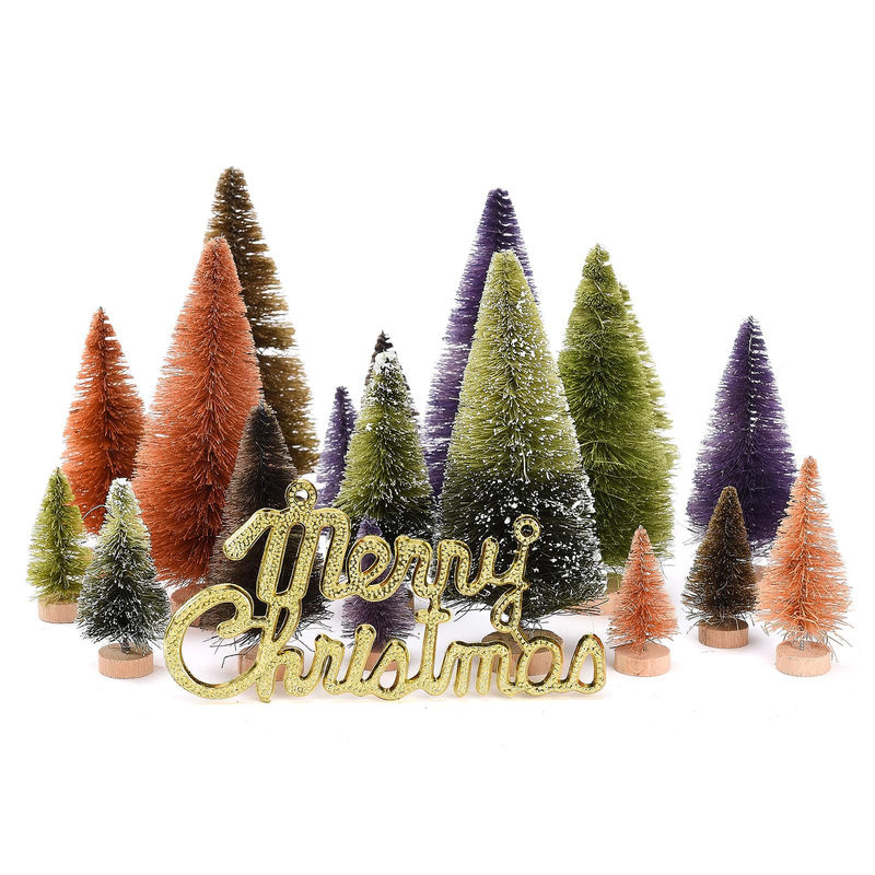 GoolRC 21er Set Kunstweihnachtsbäume aus Sisal und Holz in Mehrfarbig - Bild 7