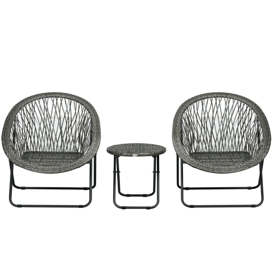 Furnicato Gartenmöbel-Set 3-teilig aus Kunstrattan und Stahl in Grau - Bild 2