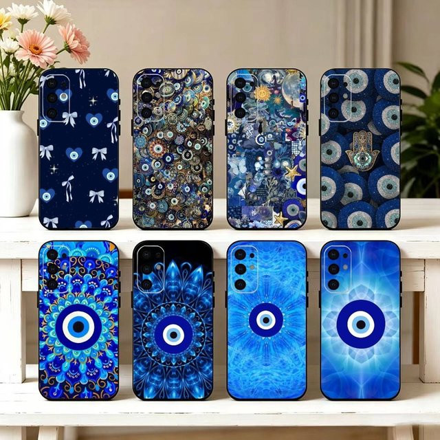 Handyhülle mit Türkischem Glücksbringer Blauem Auge für Samsung Galaxy S25 S24 S23 S22 S21 S20 Ultra Plus Lite Note in Schwarz - Bild 1