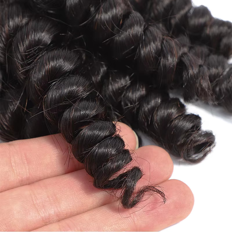 Funmi Bouncy Curly Echthaar-Bündel, 4 x 4-Spitzenverschluss, Unisex - Bild 4