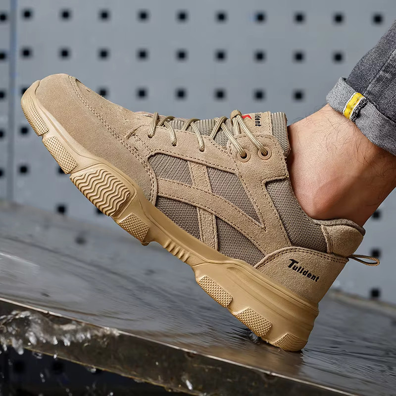 TANRDON Sicherheitsschuhe für Männer, isolierende Elektriker-Arbeitsstiefel 10KV, atmungsaktiv und pannensicher, Farbe: beige - Bild 4