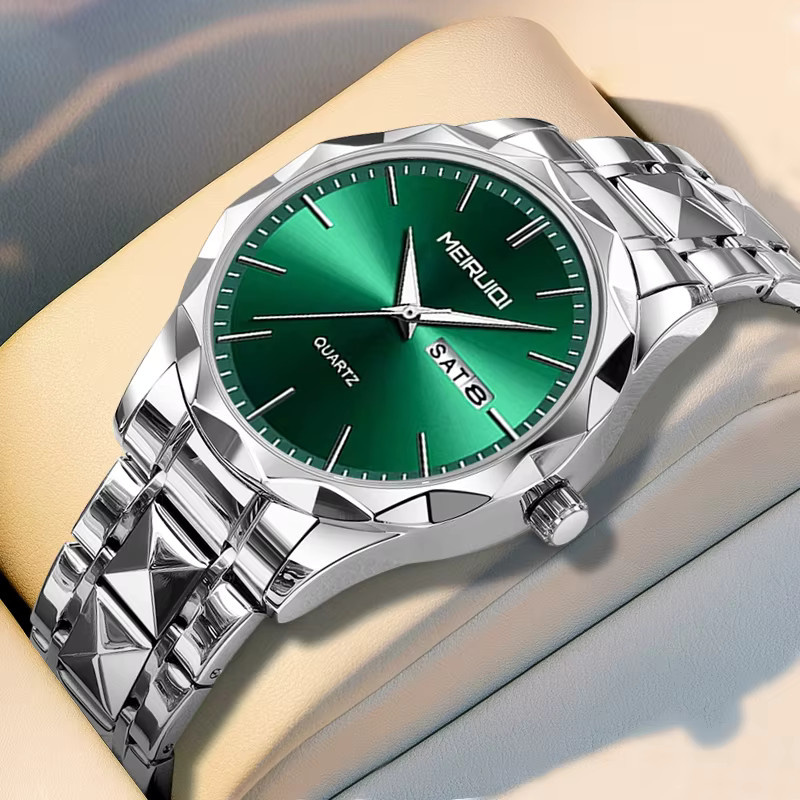 MEIRUIQI Armbanduhr Edelstahl, Silber, Quarz, Analog-Digital, Herren - Bild 2