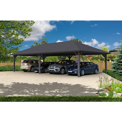 Skan Holz Carport Taunus farbbehandelt Schiefergrau B/T: 1176 x 634 cm, Höhe: 380 cm - Bild 2
