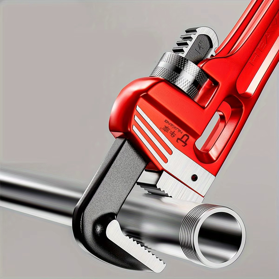 NIUXIANG Rohrschlüssel aus Aluminium in Rot mit verstellbaren Hakenbacken und I-Beam-Griff - Bild 2