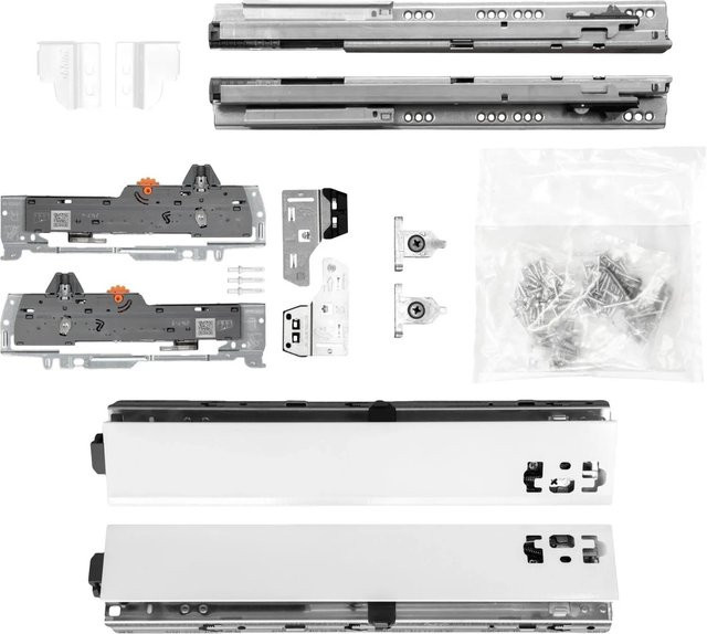 Blum Tandem Schubladenschienen Set Weiß mit Soft-Close, Nennlänge 450 mm, Zargenhöhe 68 mm, Tragkraft 30 kg - Bild 1