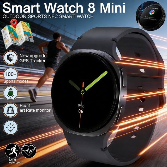 BOALZETD Smartwatch, GPS, Herzfrequenz, Bluetooth, Silikon, Schwarz, Herren - Bild 1