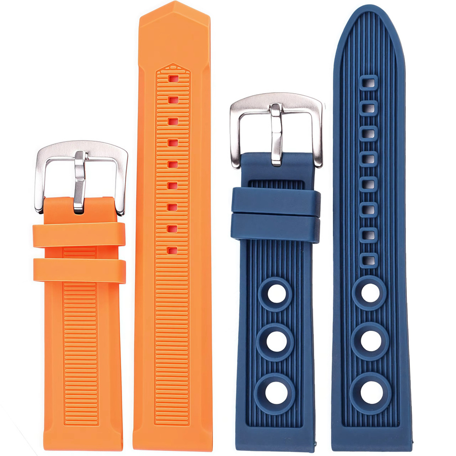 DUTRIEUX Uhrenarmband Silikon, 22 mm, Edelstahl, Schwarz-Orange, Unisex - Bild 2