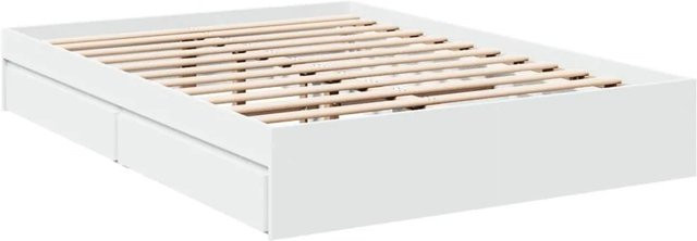 vidaXL Bettgestell mit Schubladen in Weiß aus Holzwerkstoff, B/T: 100-120 x 200 cm - Bild 1