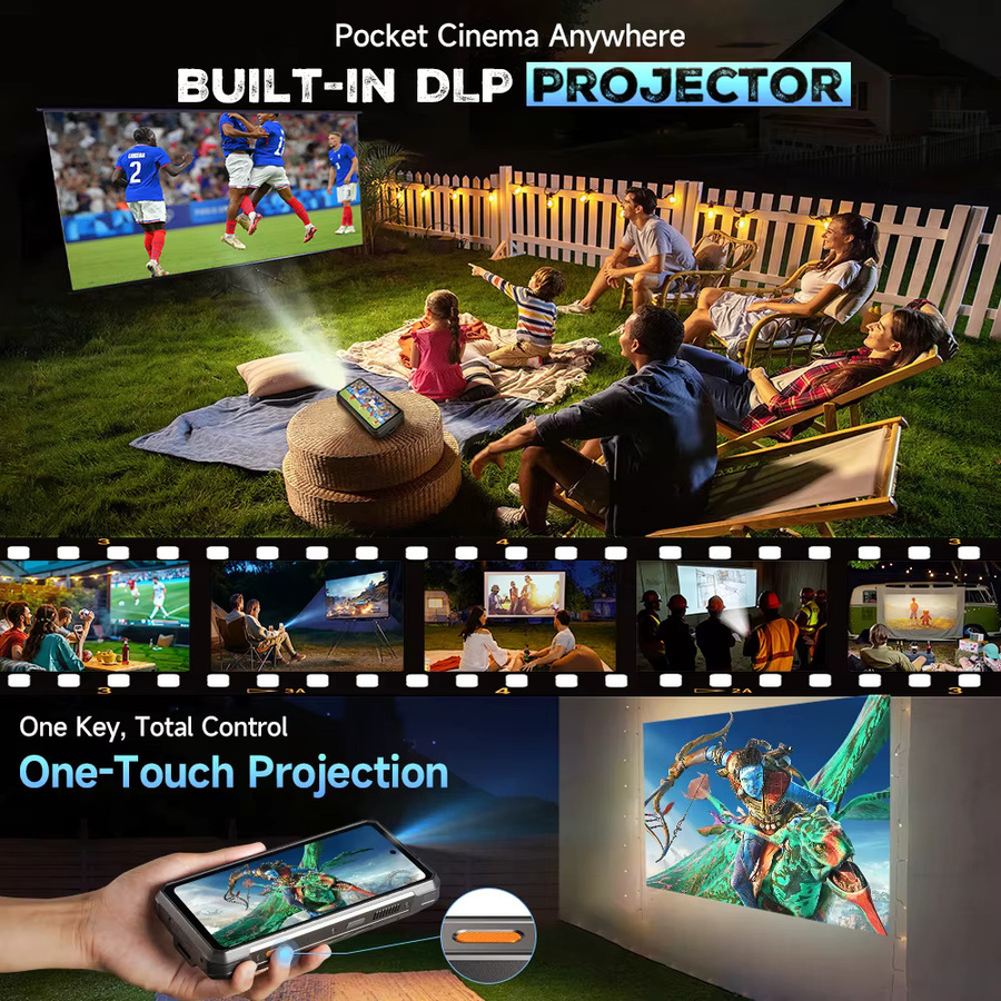 Ulefone Armor 34 Pro 5G Smartphone mit integriertem Projektor, 512 GB ROM, 6,95 Zoll Display, NFC, Schwarz - Bild 2