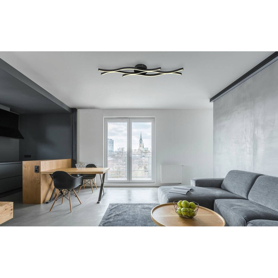 Globo LED-Deckenleuchte Geronimo in Mattschwarz aus Metall und Kunststoff, B/H/T: 18 x 6 x 108 cm - Bild 2