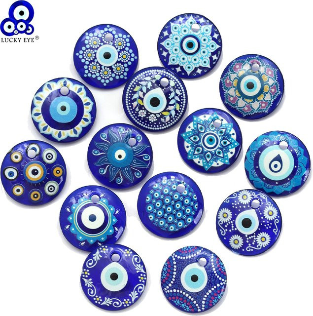 Lucky Eye Blumenmuster Charm Anhänger, Glas, Bunt, Unisex - Bild 1