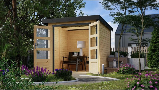 Karibu Hybrid Gartenhaus Hollywood naturbelassen inklusive Fußboden als Gartenhaus und Geräteschuppen - Bild 1